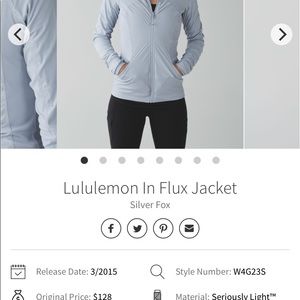 Lululemon Influx Jacket Silver Fox 10